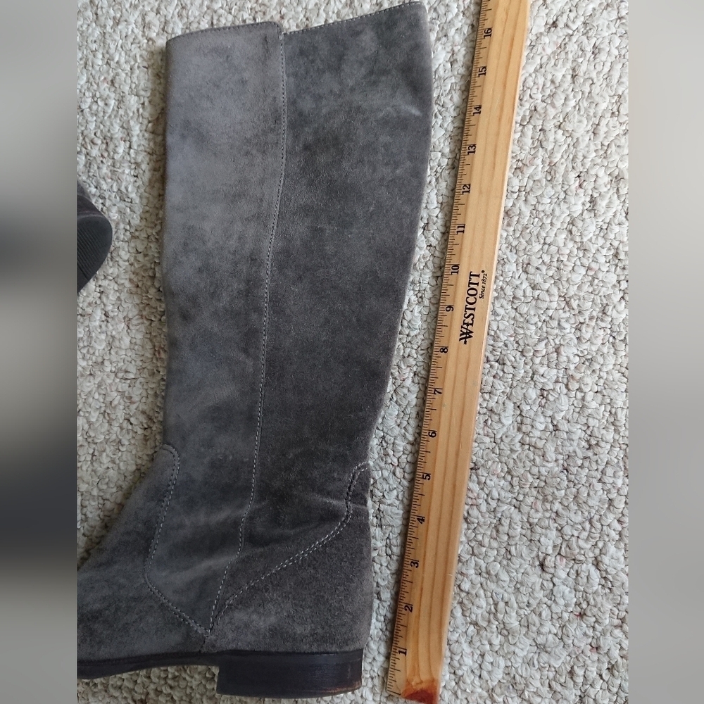 J. Crew Made In Italy Grey Suede Tall Riding Boots size 7.5 - Picture 15 of 16
